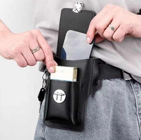 Men’s Multipurpose PU Leather Mobile Pouch with Belt Loop