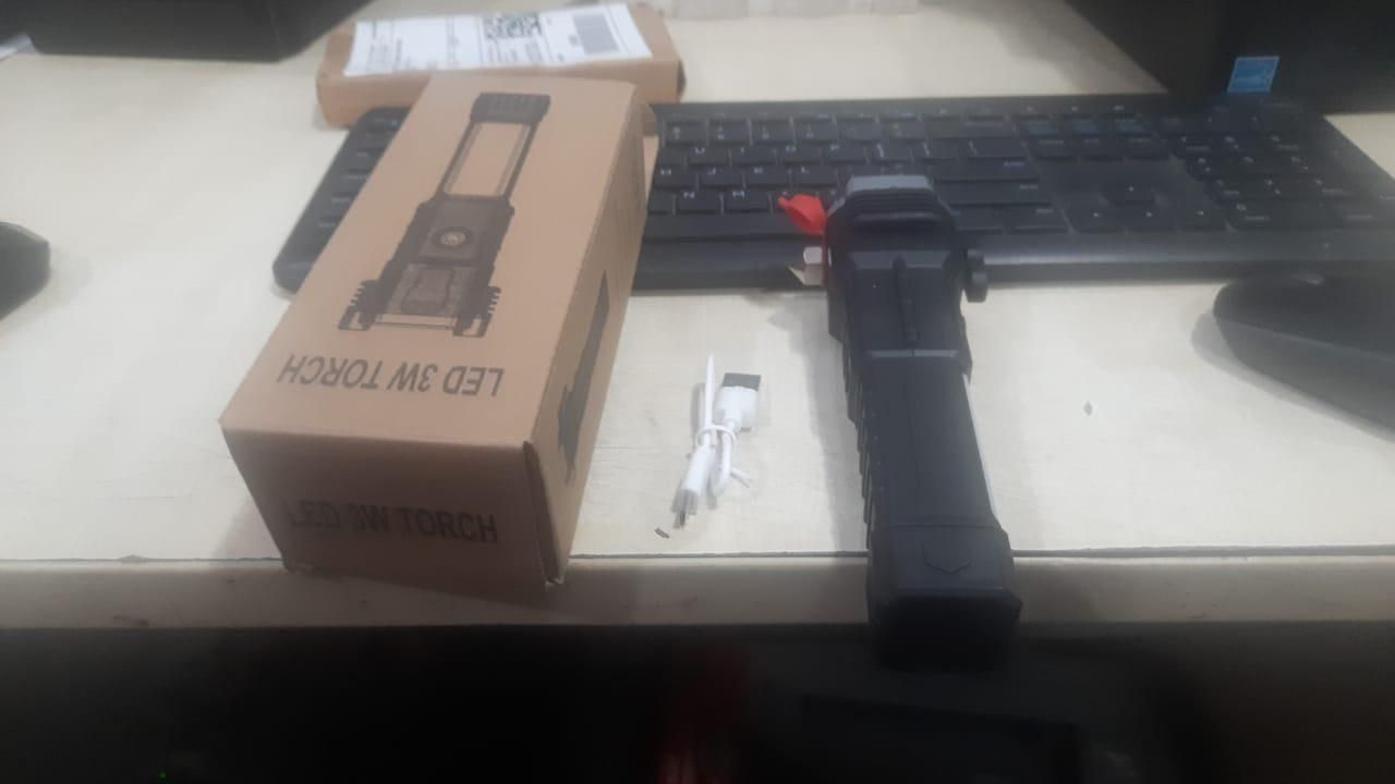 Portable Rechargeable LED Torch Flashlight – Multi-Function with Power Bank & Safety Tools