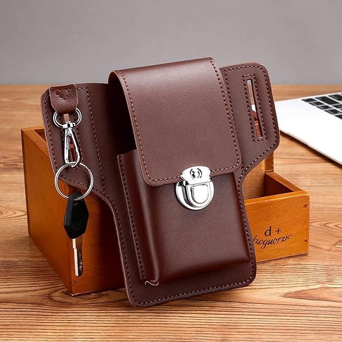 Men’s Multipurpose PU Leather Mobile Pouch with Belt Loop