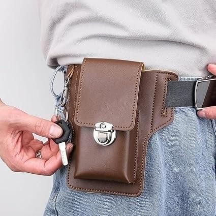 Men’s Multipurpose PU Leather Mobile Pouch with Belt Loop