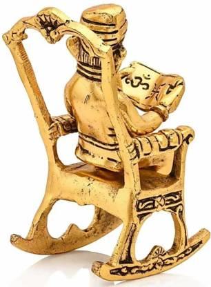 Golden Ganesha Statue Reading Ramayan – Metal Showpiece