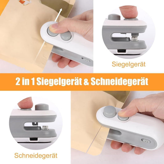 2-in-1 Mini Bag Sealer with Cutter – USB Rechargeable & Magnetic Heat Sealing Machine