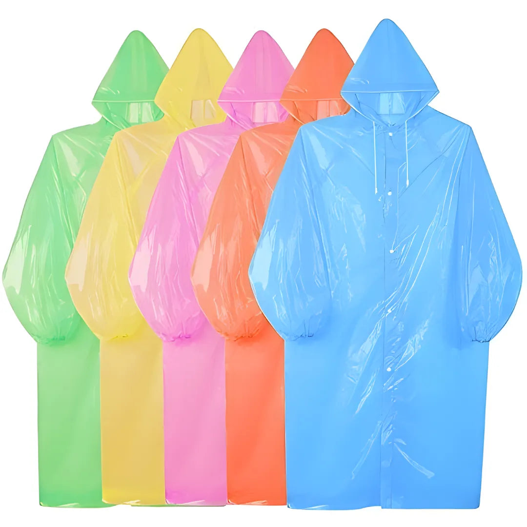 Reusable Wallet Rain Card Raincoat for Adults (Set of 5) – Multicolour