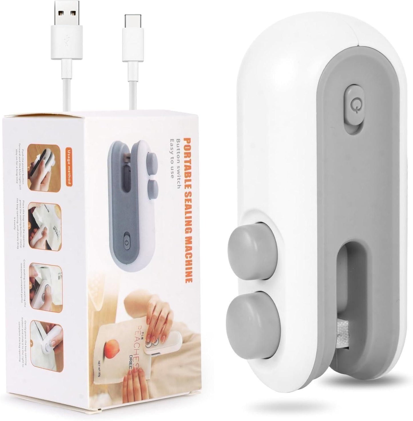 2-in-1 Mini Bag Sealer with Cutter – USB Rechargeable & Magnetic Heat Sealing Machine