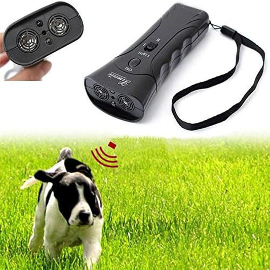 Ultrasonic Dog Chaser – Anti-Bark & Attack Control Device with Flashlight