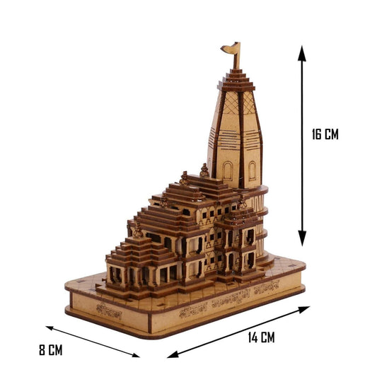 Wooden Temple Showpiece – Decorative Ram Mandir for Gift & Home Decor