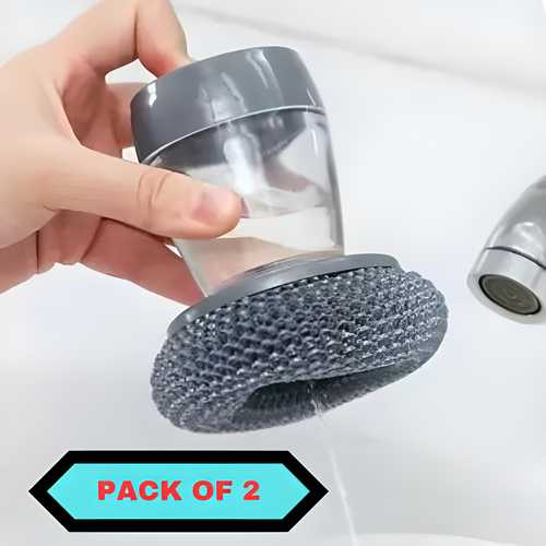 Soap Dispensing Palm Brush for Kitchen Cleaning – Pack of 2 (Multicolor)