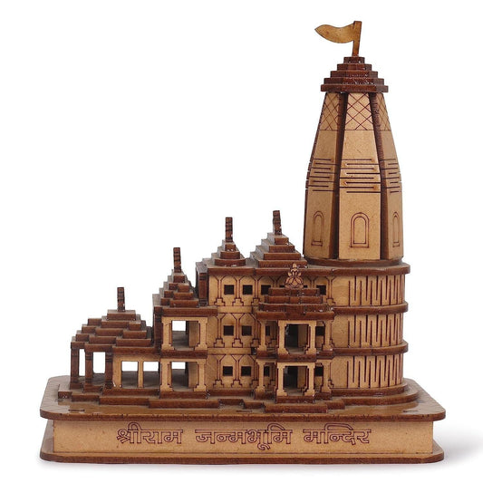 Wooden Temple Showpiece – Decorative Ram Mandir for Gift & Home Decor