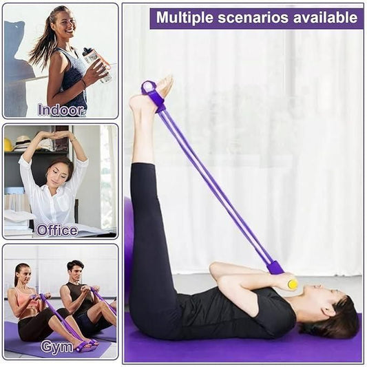 4-Rope Yoga Pedal Resistance Band – Full Body Fitness Equipment for Home Workout