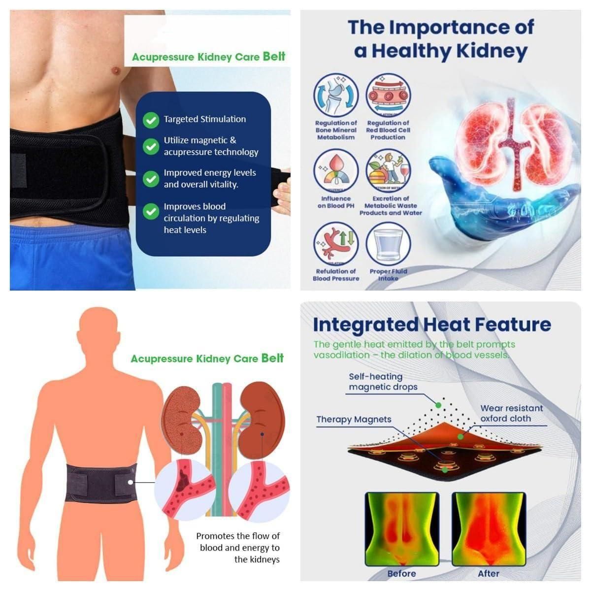 Acupressure Kidney Care Belt with Self-Heating Magnetic Therapy – Adjustable Lumbar Support