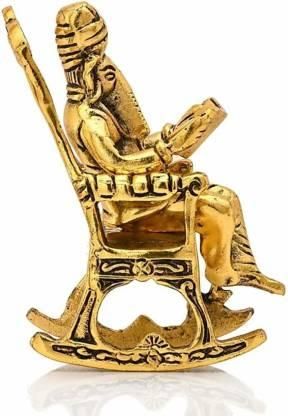 Golden Ganesha Statue Reading Ramayan – Metal Showpiece