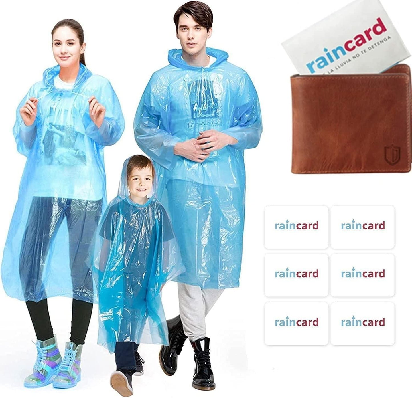 Reusable Wallet Rain Card Raincoat for Adults (Set of 5) – Multicolour
