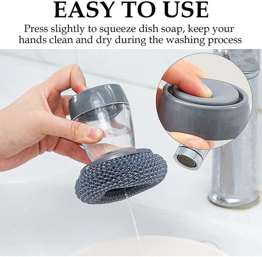 Soap Dispensing Palm Brush for Kitchen Cleaning – Pack of 2 (Multicolor)