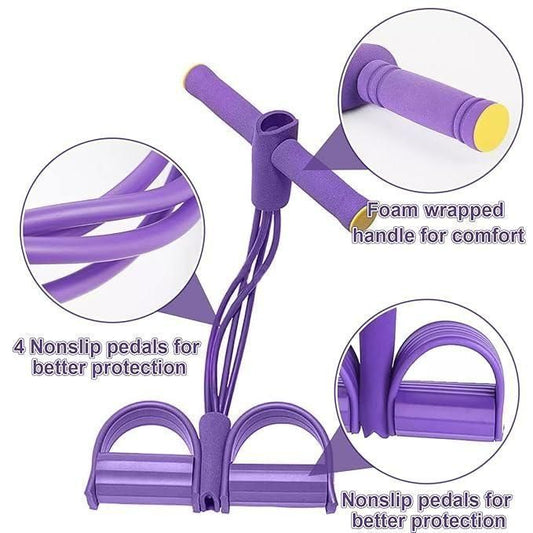 4-Rope Yoga Pedal Resistance Band – Full Body Fitness Equipment for Home Workout