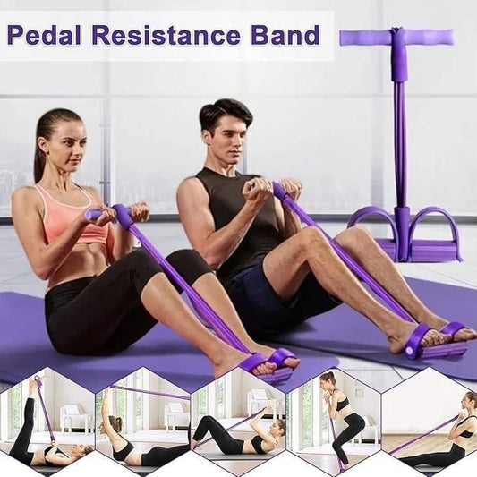 4-Rope Yoga Pedal Resistance Band – Full Body Fitness Equipment for Home Workout