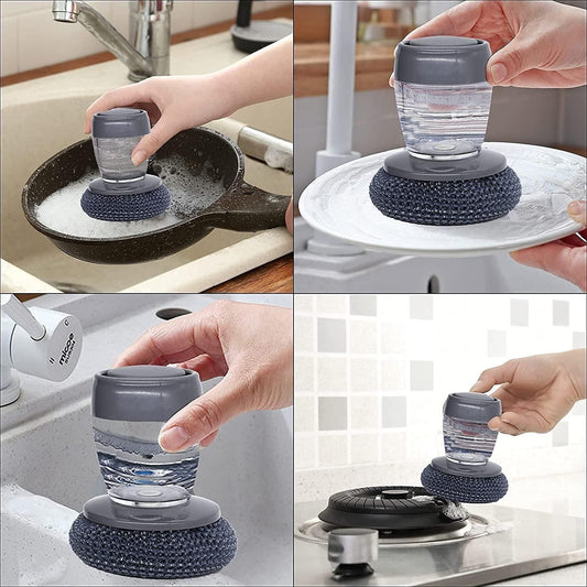 Soap Dispensing Palm Brush for Kitchen Cleaning – Pack of 2 (Multicolor)