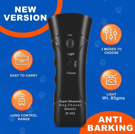 Ultrasonic Dog Chaser – Anti-Bark & Attack Control Device with Flashlight